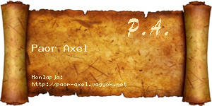 Paor Axel névjegykártya